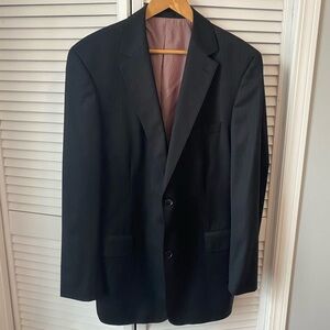 Boss Men's Black Pinstripe Blazer with Subtle Stripe